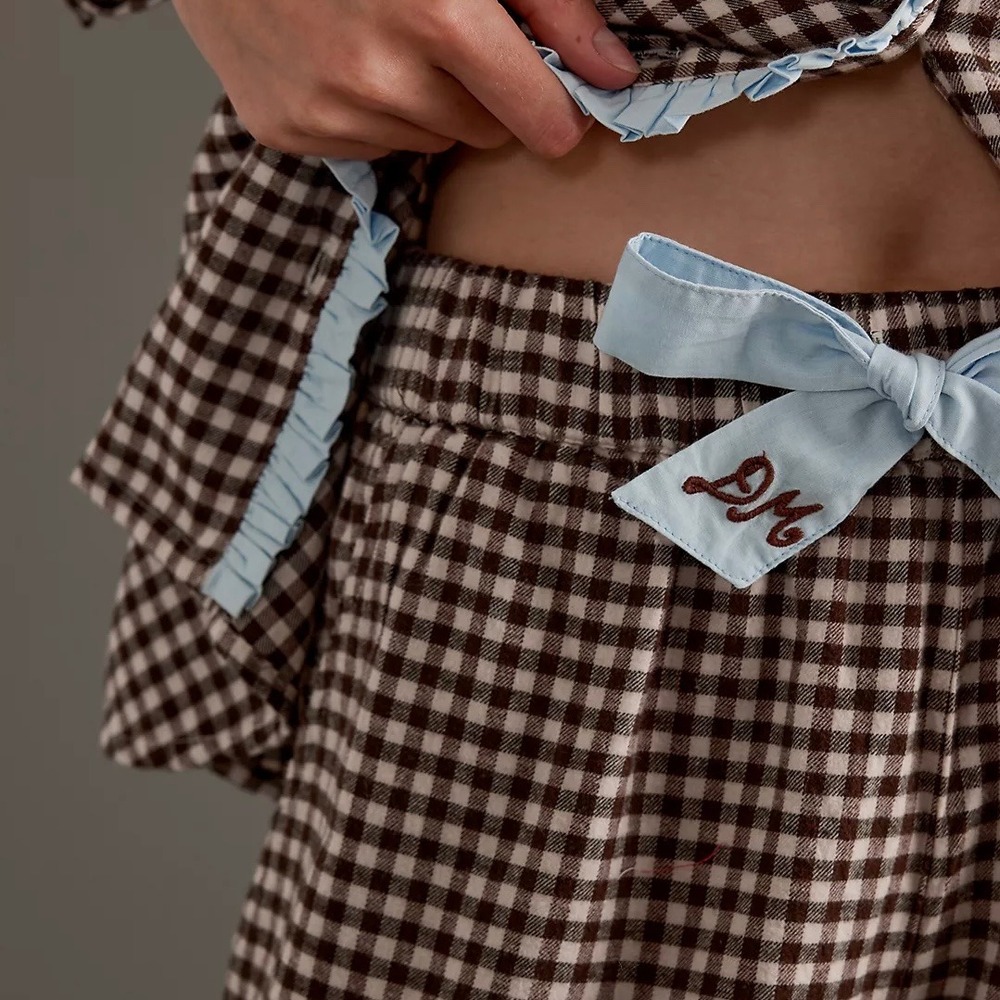 Damson Madder Antonia Organic Cotton Gingham Pyjamas Set Sz UK 8= US 4 - Picture 9 of 12